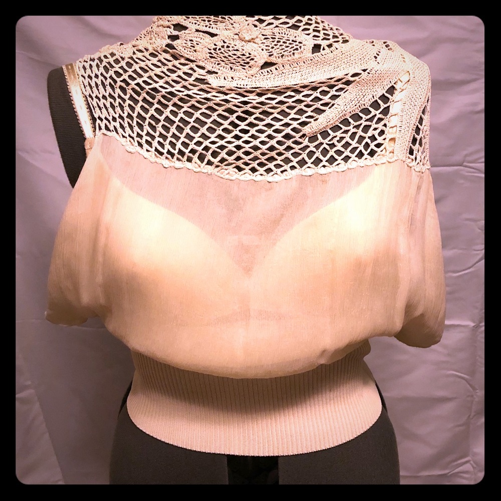 Romantic Silk and Crochet Top